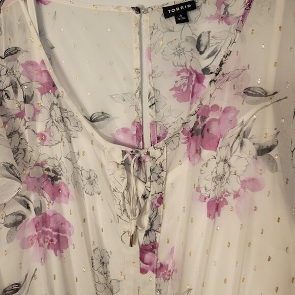White with Purple Flower Formal Maxi Dress Torrid 4x NWOT - Picture 2 of 8